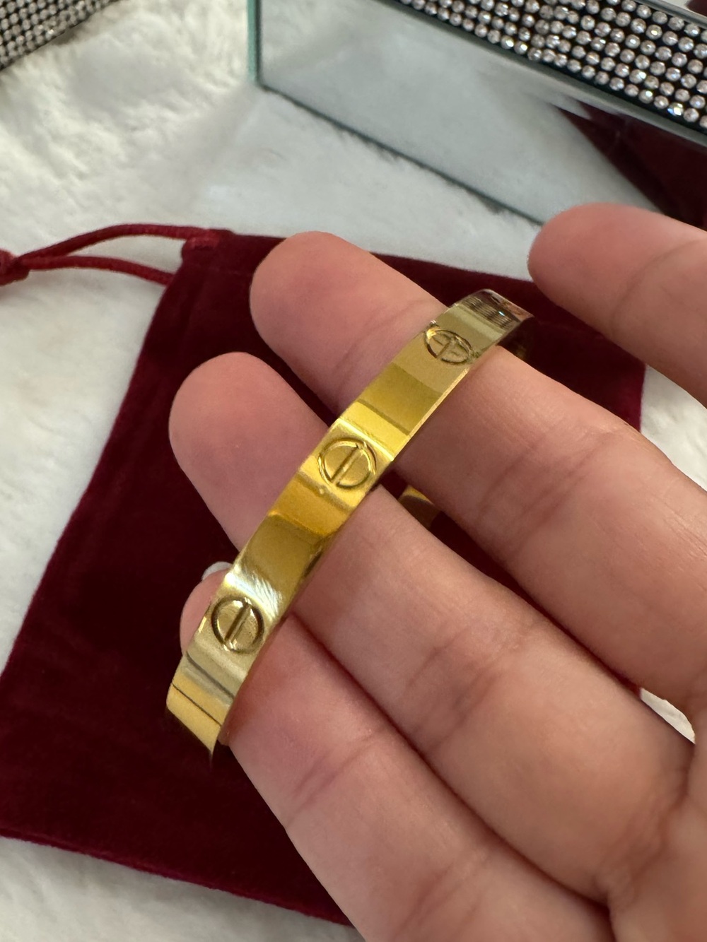 Gold Screw-Detail Bangle Bracelet - Women Accessories